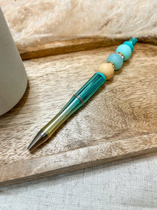 Aqua Ombre Beaded Pen